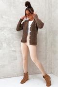 Swetry damskie - Sweter na guziki Chiara brązowy - SHOPAHOLIC`S DREAM - miniaturka - grafika 1