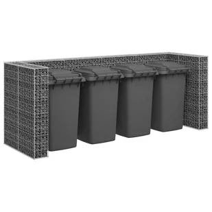 vidaXL Gabionowa osłona do koszy na śmieci, stal, 320x100x120 cm vidaXL - Kosze na śmieci - miniaturka - grafika 1