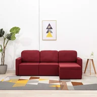 Sofy i kanapy - Vida 3-osobowa rozkładana sofa modułowa czerwone wino tkanina V-288790 - miniaturka - grafika 1