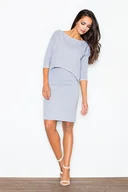 Sukienki - Bawełniana SUKIENKA z luźniejszą górą | Szara XL - miniaturka - grafika 1