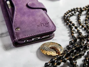 Zizo Slide Out Wallet Pouch Skórzane etui iPhone X z kieszeniami na karty wewnątrz oraz na zewnątrz etui + stand up (Purple) - Etui i futerały do telefonów - miniaturka - grafika 6