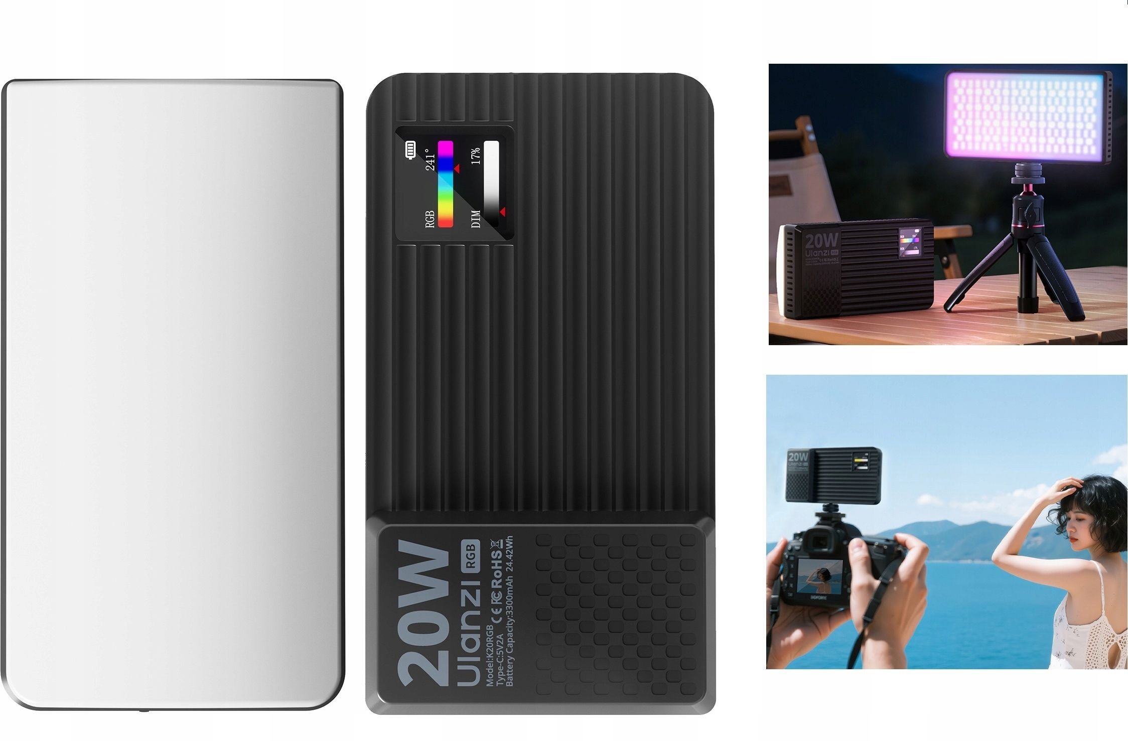 Lampa Led 20w Rgb Video 1800-9000k Do Telefonu Aparatu Kamery / Ulanzi K20rgb