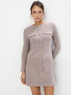 Sukienki - Mohito - Dzianinowa sukienka mini - brązowy - miniaturka - grafika 1