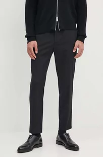 Calvin Klein spodnie z domieszką wełny kolor czarny proste K10K109550 - Spodnie męskie - miniaturka - grafika 1