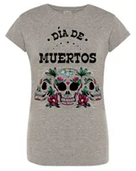 Koszulki i topy damskie - T-Shirt damski nadruk kolorowe CZASZKI r.XXL - miniaturka - grafika 1