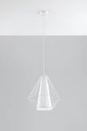Lampy sufitowe - Sollux Lighting Druciana LAMPA wisząca SL.297 industrialna OPRAWA zwis druciak metalowy klatka skeleton biały - miniaturka - grafika 1