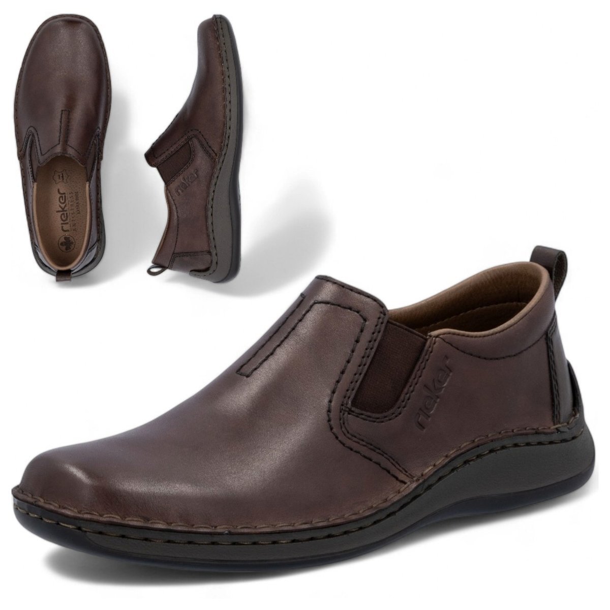 Skórzane Buty RIEKER Wiosenne Męskie Mokasyny szerokie Wygodne Brązowe Skórzane Buty RIEKER 43 Wiosenne Męskie Mokasyny szerokie Wygodne Brązowe