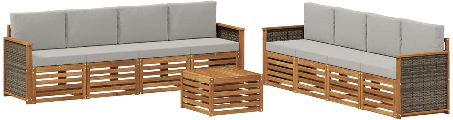 vidaXL Zestawy sof z poduszką 9 pcs Lite Drewno Akacji