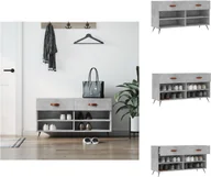 Szafki na buty - vidaXL Ławka na buty betonowa szara 102x35x55 cm materiał drewnopochodny - Stojaki i szafki na buty - miniaturka - grafika 1