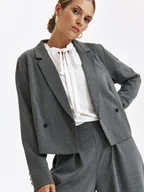 Marynarki i żakiety damskie - Krótki szary żakiet - miniaturka - grafika 1