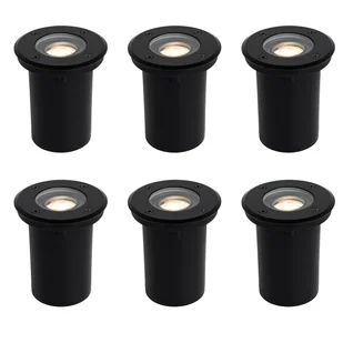 QAZQA Zestaw 6 nowoczesnych zewnętrznych reflektorów naziemnych czarnych 35 mm regulowanych IP65 - Delux - Lampy ogrodowe - miniaturka - grafika 1