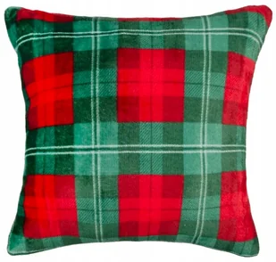 Zielona poszewka dekoracyjna w świąteczną kratę - Poszewki na poduszki - miniaturka - grafika 1
