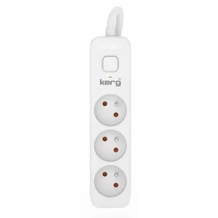 Przedłużacz KERG z wyłącznikiem M02381 3-gniazdowy 5m 3×1,5mm2 H05VV-F 16A/250V biały - Listwy zasilające - miniaturka - grafika 1