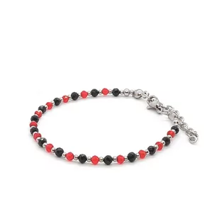 Bransoletka Czarny Turmalin, Czerwony Spinel - kamienie naturalne 16-20cm KAM659 stal chir. - Bransoletki - miniaturka - grafika 1