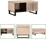 Ławy i stoliki kawowe - The Living Store stolik kawowy biały 80x51x40 cm lite drewno mango - miniaturka - grafika 1