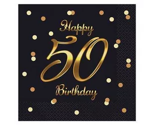 Serwetki B&C Happy 50 Birthday czarne 20szt - Godan - Folia, papier śniadaniowy, serwetki - miniaturka - grafika 1