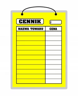 Tablica laminowana A4 - cennik żółty - Tablice BHP - miniaturka - grafika 1