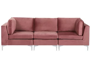 Sofa modułowa 3-osobowa welurowa różowa EVJA - Sofy i kanapy - miniaturka - grafika 1
