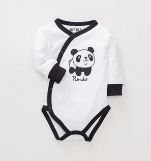 Pajacyki dla niemowląt - Białe body kopertowe PANDA z bawełny organicznej dla chłopca-56 - grafika 1