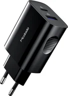 Ładowarki do telefonów - Mcdodo 20W PD Fast Charge Adapter Ładowarka sieciowa QC 3.0 1x USB 1x USB-C (Typ-C) do smartfonów czarny - miniaturka - grafika 1