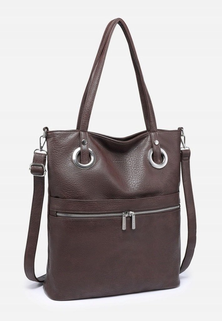 Pojemna Praktyczna Torebka Damska Brązowa Torba LUIGISANTO Shopper A4