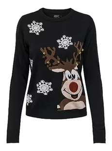 ONLY Damski sweter bożonarodzeniowy, czarny, 3XL - Swetry damskie - miniaturka - grafika 1