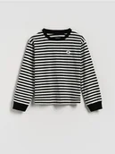 Bluzki dla dziewczynek - Reserved - Bawełniana koszulka z haftem - czarny - miniaturka - grafika 1