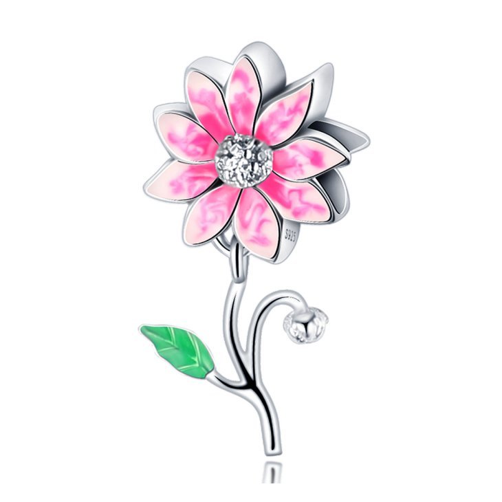 Zawieszka Srebro 925 Charms Koralik Kwiat Stokrotka