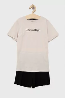 Piżamy damskie - Calvin Klein Underwear piżama bawełniana dziecięca kolor szary z nadrukiem - grafika 1