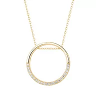 Naszyjniki - Srebrny naszyjnik koło kółko z cyrkoniami pokryty żółtym złotem - miniaturka - grafika 1
