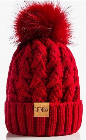 REDESS CZAPKA ZIMOWA CZERWONA DAMSKA OCIEPLANA GRUBA
