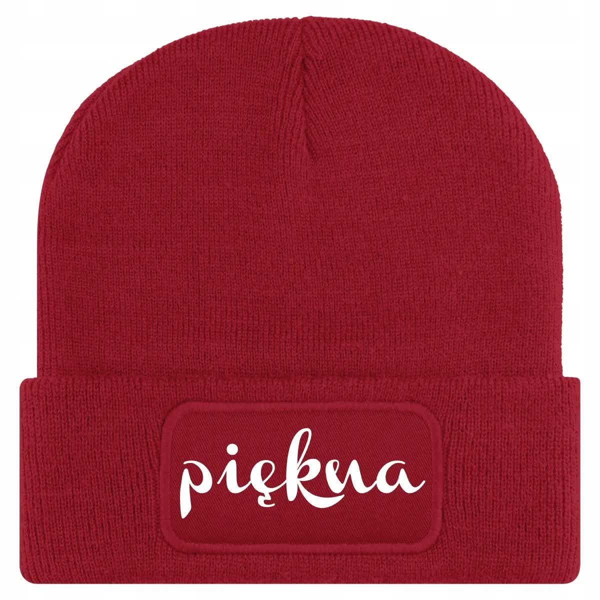 Czapka Jesienna Bawełniana ZIMOWA Czerwona Beanie PIĘKNA Na Prezent Wzory