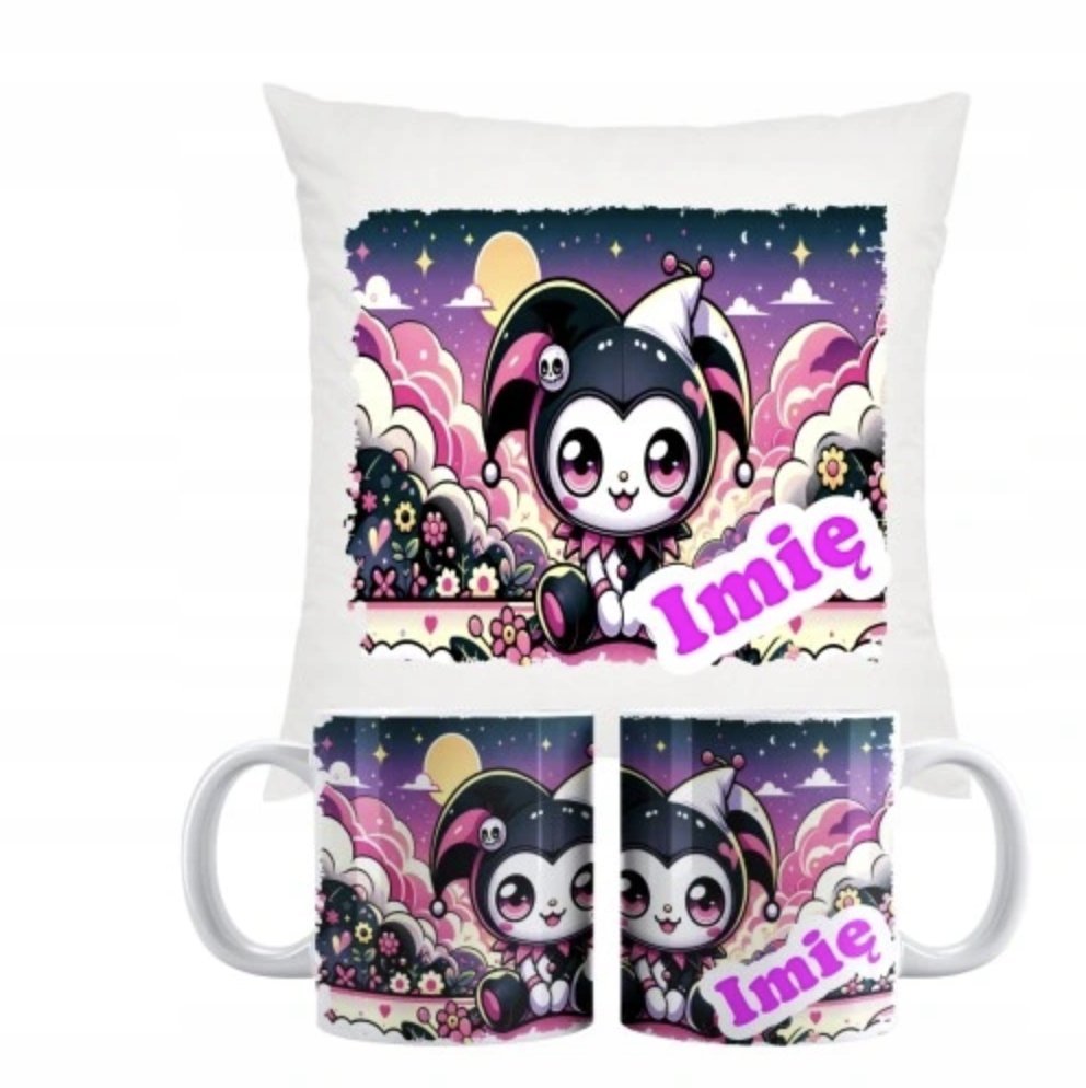 ZESTAW PODUSZKA + KUBEK KUROMI ONEGAI MY MELODY Prezent +IMIĘ #13