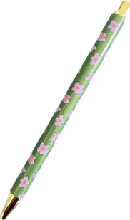 Paperchase-  Długopis zielony z różowymi kwiatami Czarny - Długopisy - miniaturka - grafika 1