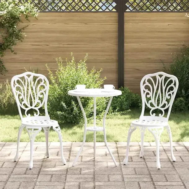 Zestaw Mebli Ogrodowych z Aluminiowym Stołem i 2 Krzesłami, Biały, 53x53