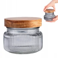 Pojemniki kuchenne - Pojemnik słoik ryflowany na ciastka mąkę cukier herbatę do dekoracji 500 ml - miniaturka - grafika 1
