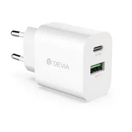 Ładowarki do telefonów - Devia ładowarka sieciowa Smart PD 1x USB-C 1x USB 20W biała - miniaturka - grafika 1