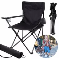 Meble turystyczne - Krzesło Wędkarskie Kempingowe Czarne - miniaturka - grafika 1