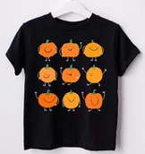 Koszulki dla dziewczynek - Czarna koszulka na dzień dyni - miniaturka - grafika 1