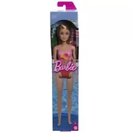 Lalki dla dziewczynek - Barbie: Blondynka w różowym kostiumie kąpielowym z tropikalnym motywem. - miniaturka - grafika 1