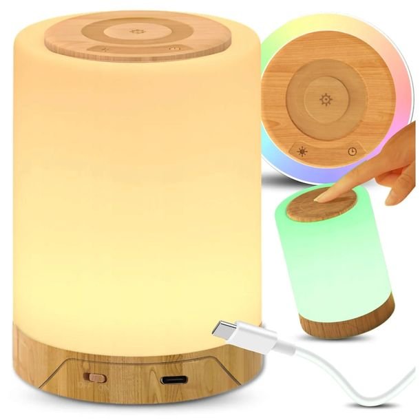 Lampka nocna do sypialni bezprzewodowa dotykowa LED ściemniana światło RGB