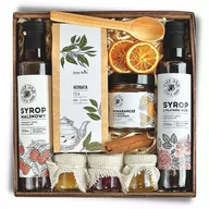 Zestawy upominkowe - Kosz prezentowy duży zestaw na prezent herbata syropy owoce miód konfitury - miniaturka - grafika 1