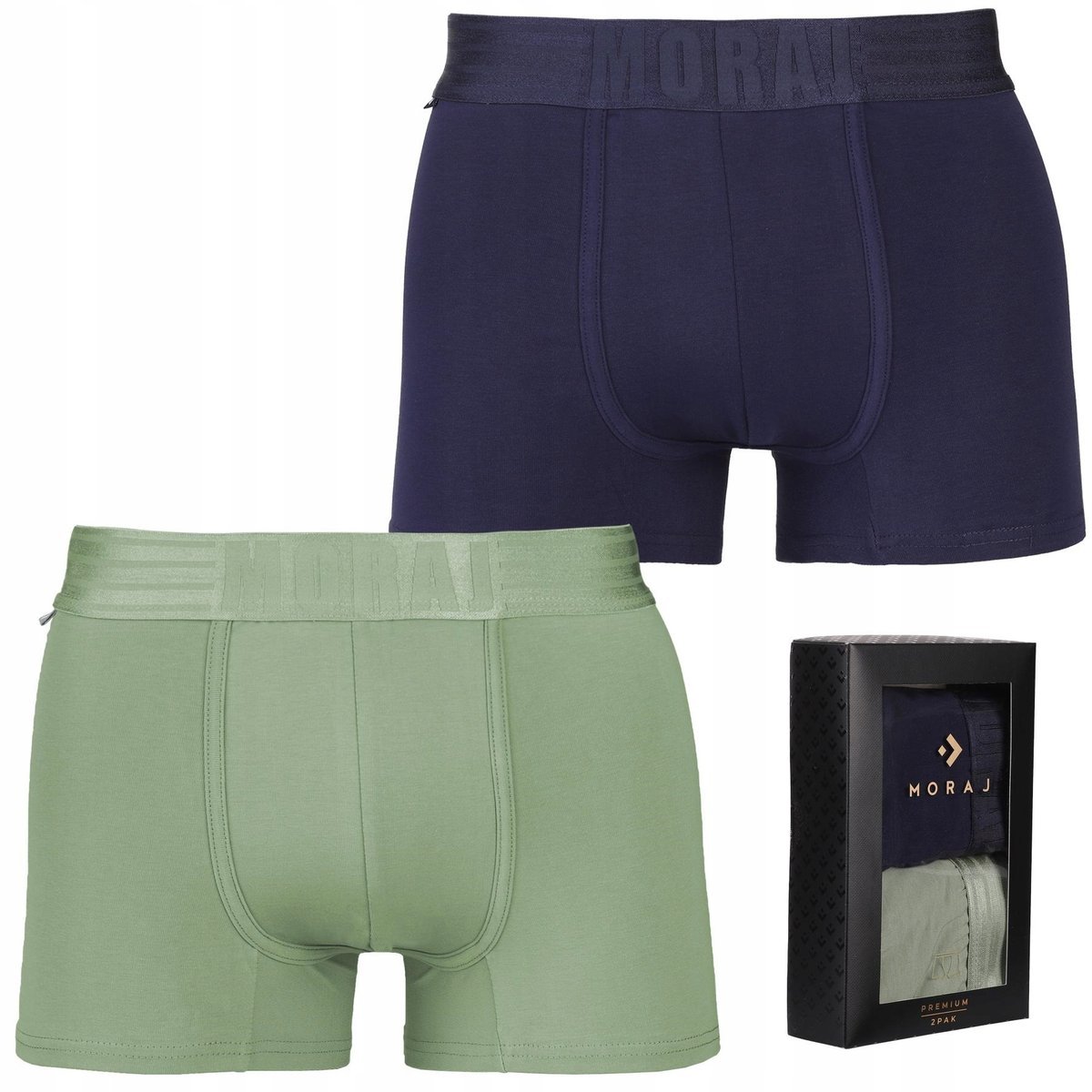 BOKSERKI MĘSKIE Gładkie Premium 2 Pak MORAJ r. M