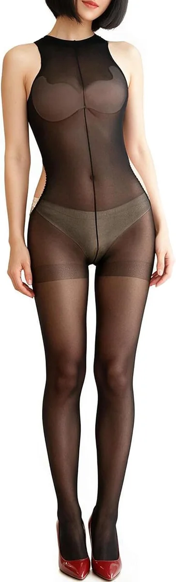 BODYSTOCKING RAJSTOPY KOMBINEZON KORONKA PRZEJRZYSTY OTWARTE KROCZE