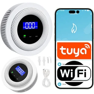 Czujnik gazu z syreną alarmową WIFI Tuya Smart life - Rejestratory do monitoringu - miniaturka - grafika 1