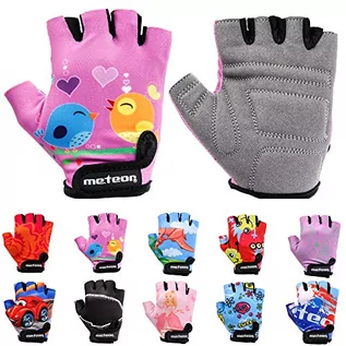 Rękawiczki - Dziecięce rękawiczki rowerowe Meteor unisex - żelowe rękawiczki BMX, różowe, rozmiar Jr M/szerokość dłoni 7-7,5cm - grafika 1