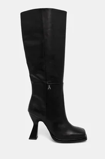 Patrizia Pepe kozaki skórzane damskie kolor czarny na słupku 8Y0100 L048 K103 - Kozaki damskie - miniaturka - grafika 1