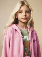 Bluzy dla dziewczynek - Reserved - Rozpinana bluza z haftem - różowy - miniaturka - grafika 1