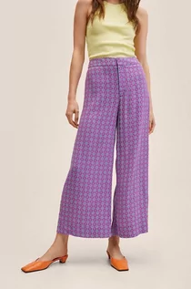 Spodnie damskie - Mango spodnie Jaipur damskie kolor fioletowy szerokie high waist - grafika 1