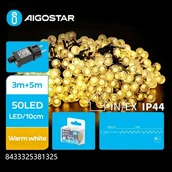 Oświetlenie świąteczne - Lampki choinkowe Aigostar Niskonapięciowe przeźroczyste kulki 50led Ciepła biel 5m+3 Niskonapięciowe przeźroczyste kulki 50led Ciepła biel 5m+3 - miniaturka - grafika 1